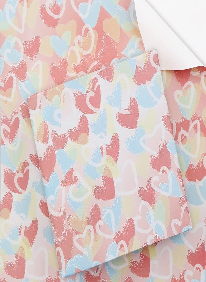 Geluode Valentine's Day Wrapping Paper, Love Heart Wrapping Paper, Pink Blue Gift Wrap Paper, 4 sheets 20x28 inches per sheet, Gift Wrap for Valentines Day, Lover Birthday, Wedding, Anniversary, Mother's Day - Image 1